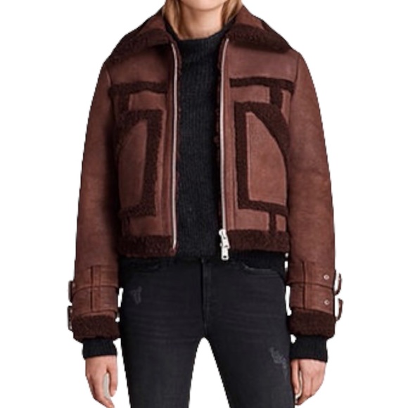♦️SOLD♦️ALLSAINTS Asher Shearling Biker Jacket - Picture 2 of 16